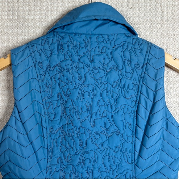 KERRITS blue quilted zip front equestrian winter vest S - Picture 5 of 8